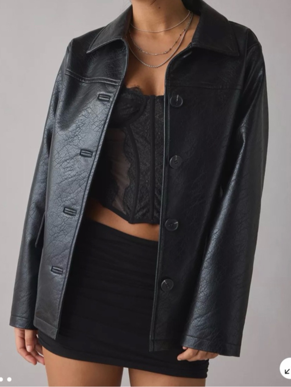 Urban Outfitters Sydney Faux Leather Oversized Dad Jacket in black